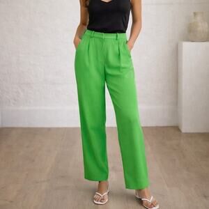 AMANDA UPRICHARD Pleated Wallace Pants wide leg in Green Grass Small